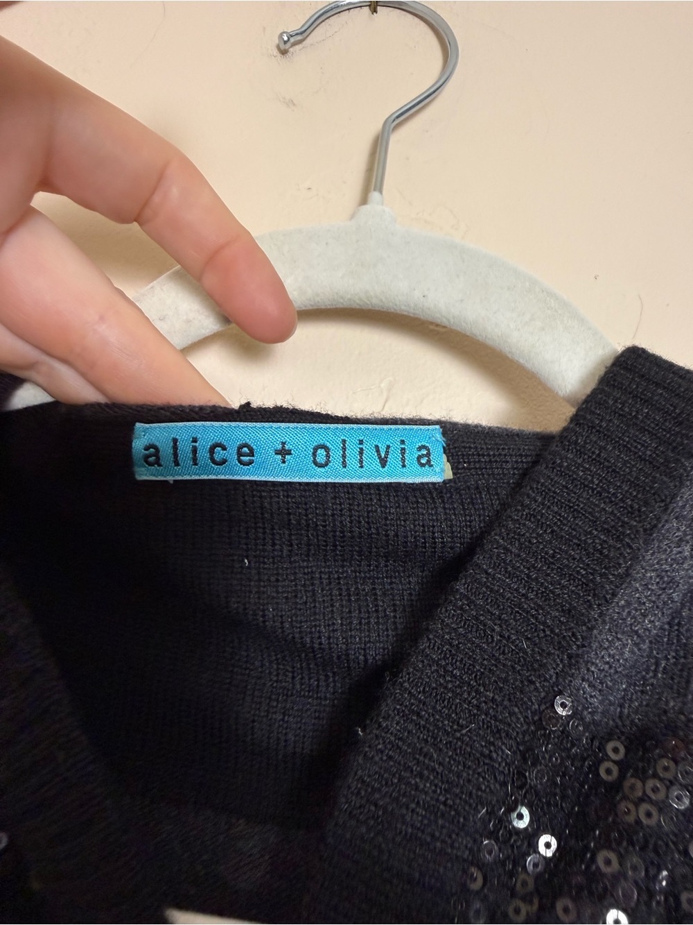Alice + Olivia Black and Gray 100% Wool Sequin Hooded Button Cardigan Medium - Picture 4 of 10